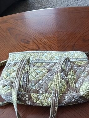 Quilted Floral Crossbody Bag in Brown and Green